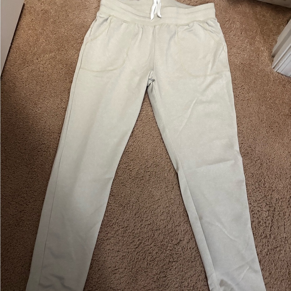 ZYIA Light beige Track Pants neutral joggers women medium athletic gym bottom
